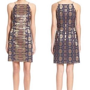 Tory Burch Gold and Black Midi Dress